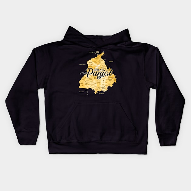 Royal Punjab Map Kids Hoodie by SAN ART STUDIO 